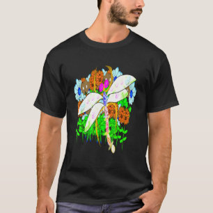 Libellenbroach und Blume T-Shirt