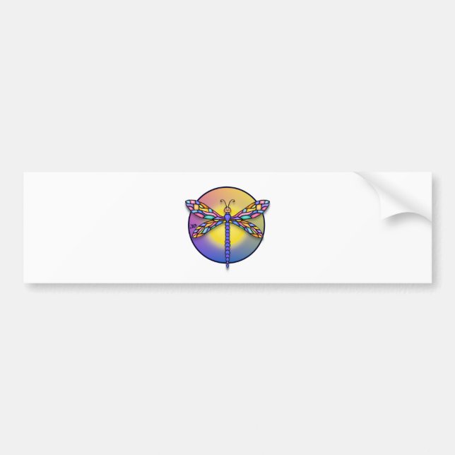 Libellenfliege 1 - mehrmaliger Gradient (rund) Autoaufkleber (Vorne)