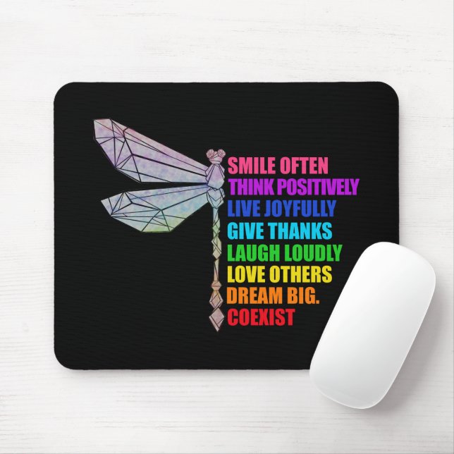 Libellenlächeln Oft Positiv Denken Zitat Mousepad (Mit Mouse)