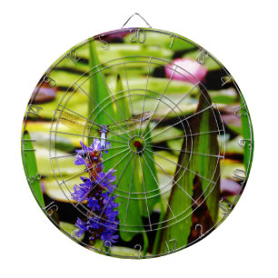 Libellenlotus und lila Blume Dartscheibe