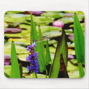 Libellenlotus und lila Blume Mousepad