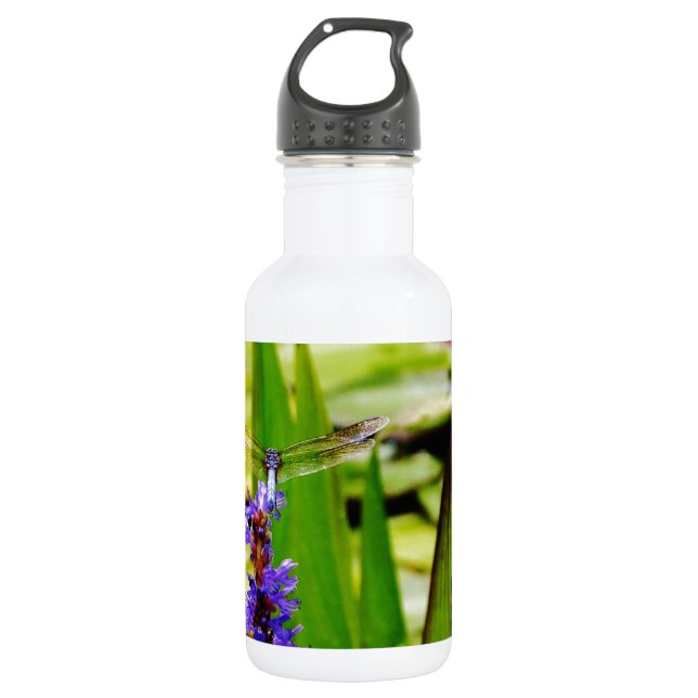 Libellenlotus und lila Blume Trinkflasche (Vorderseite)