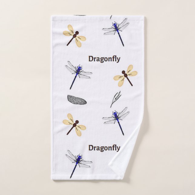 Libellenmuster auf Weiß Handtuch (Handtuch)
