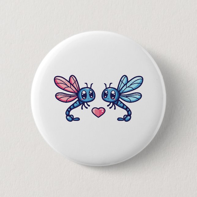 Libellenpaar am Valentinstag der Liebe Button (Vorderseite)