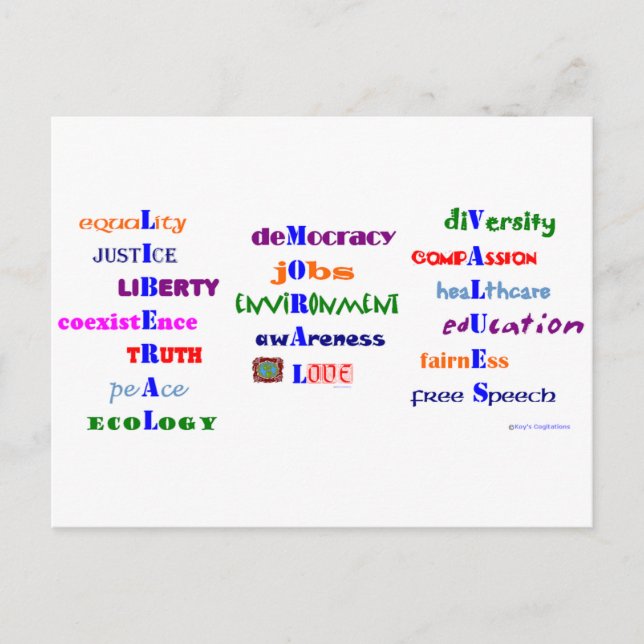 Liberale moralische Werte Postkarte (Vorderseite)