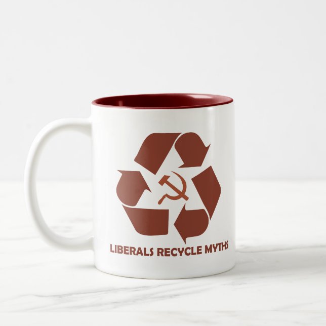Liberale recyceln Mythos-Tasse Zweifarbige Tasse (Links)