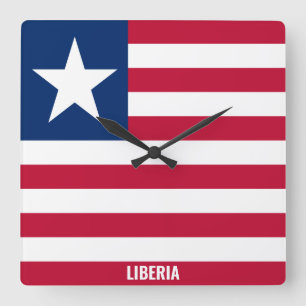 Liberia Flag Dazzling Patriotic Quadratische Wanduhr