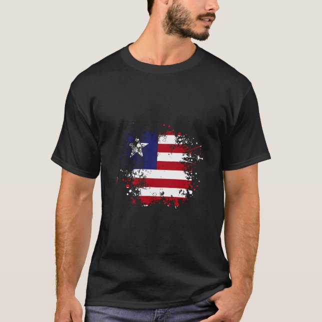 Liberia Flag Farbe Splash Liberia Liberia T-Shirt (Vorderseite)