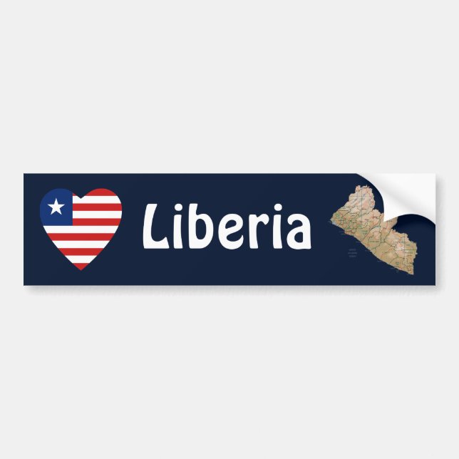 Liberia Flag Herz + Karte Autoaufkleber (Vorne)