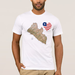 Liberia Flag Herz und Karte T - Shirt
