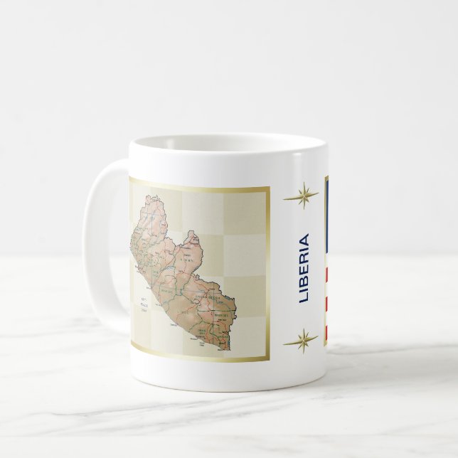 Liberia Flag + Karte Tasse (Vorderseite Links)