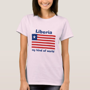Liberia Flag + Karte + Text T - Shirt