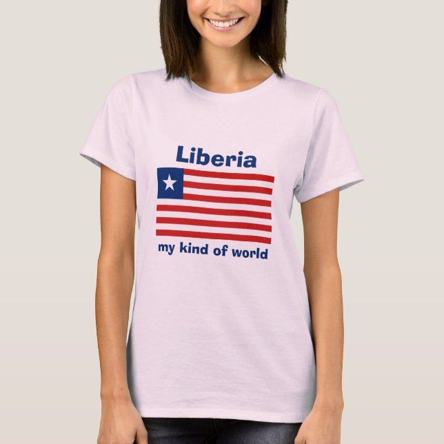 Liberia Flag + Karte + Text T - Shirt (Vorderseite)