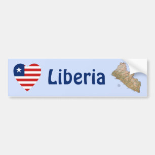 Liberia-Flagge Herz + Karte Aufkleber Autoaufkleber