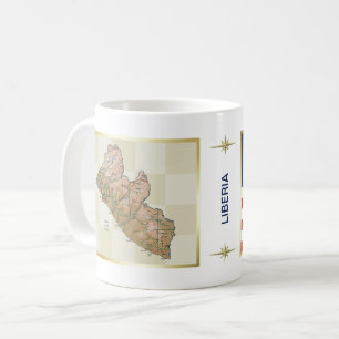 Liberia-Flagge + Karte-Mug Kaffeetasse