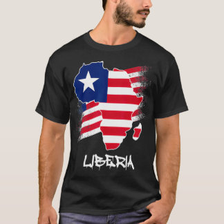Liberia Flagge mit Afrika Karte Liebe Liberia Libe T-Shirt
