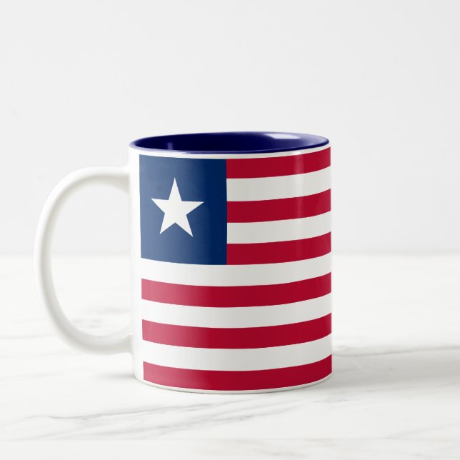 Liberia-Flagge Zweifarbige Tasse (Links)