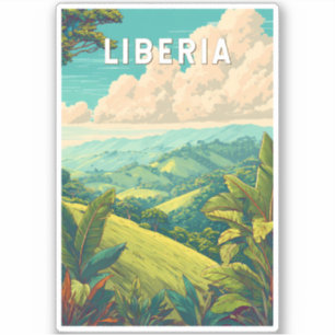 Liberia Illustrierte Reise Kunst Vintage Aufkleber