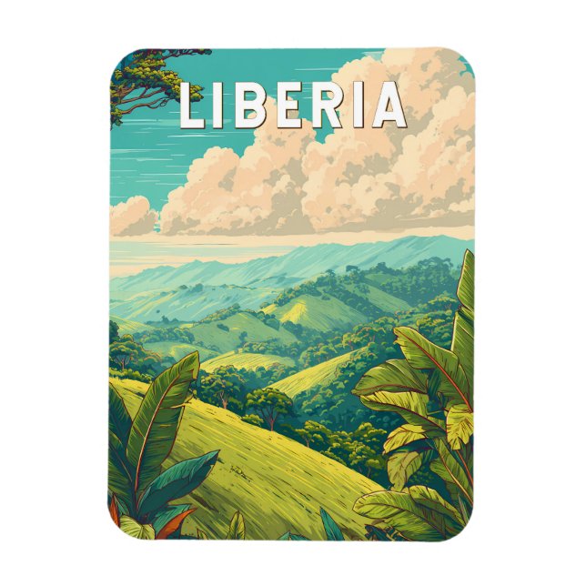 Liberia Illustrierte Reise Kunst Vintage Magnet (Vertikal)