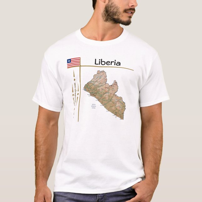 Liberia Karte + Flagge + T - Shirt (Vorderseite)