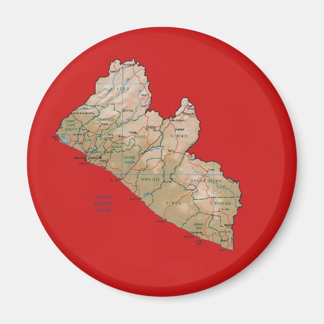 Liberia-Karte Magnet (Vorne)