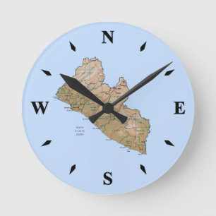 Liberia Map Clock Runde Wanduhr