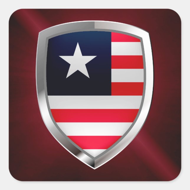 Liberia Metallic Emblem Quadratischer Aufkleber (Vorderseite)