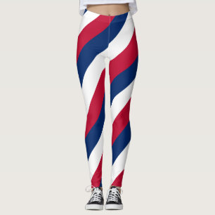 Liberia National Flag Colors Diagonal Striped Leggings