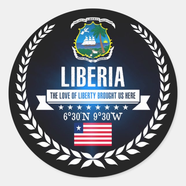 Liberia Runder Aufkleber (Vorderseite)