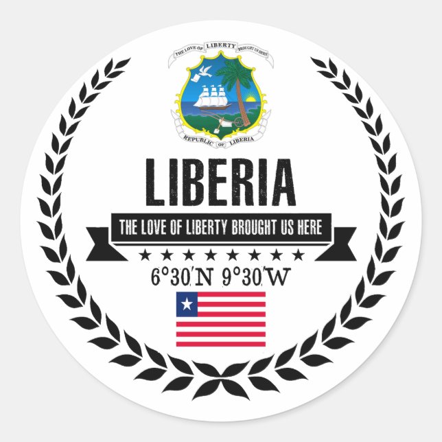 Liberia Runder Aufkleber (Vorderseite)