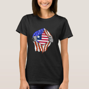 Liberia USA Amerika Brust Liberianische Wurzeln Li T-Shirt