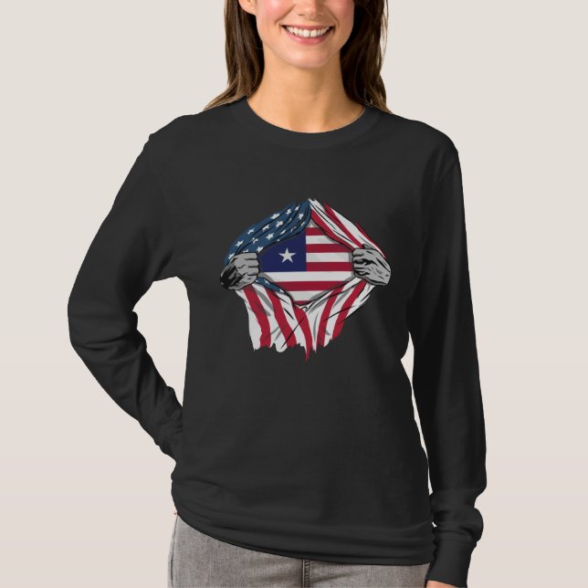 Liberian Blood Inside Me  Liberia Flag T-Shirt (Vorderseite)