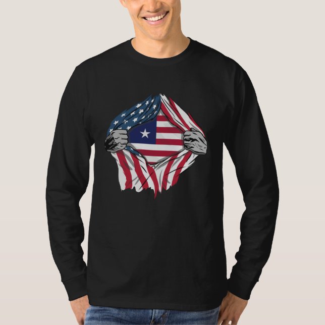 Liberian Blood Inside Me  Liberia Flag T-Shirt (Vorderseite)