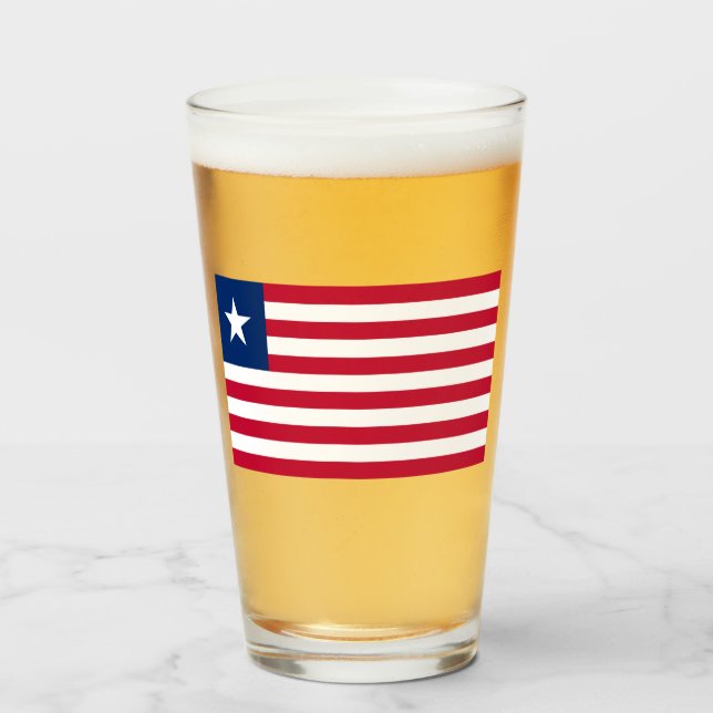 Liberianische Flagge (Liberia) Glas (Vorne (Gefüllt))