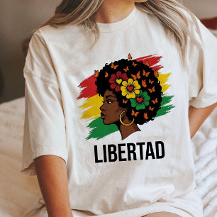 Libertad Schwarze Frau mit Schmetterlingen und Blu Tri-Blend Shirt