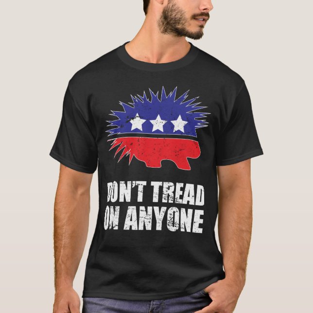 Libertarian Porcupine Logo Don't Tread on Anyone T-Shirt (Vorderseite)
