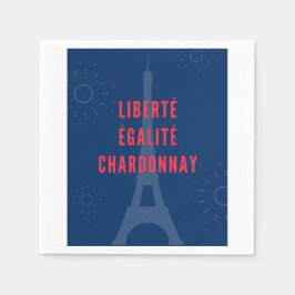 Liberté Égalité Chardonnay Funny Eiffel Tower Serviette