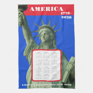 Liberty 1776-2026 USA Jahrestag Kalender Geschirrtuch