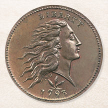 Liberty 1793 U.S. Penny Round Paper Untersetzer