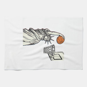 Liberty Basketball Dunk Vintage Gravur Design_1 Geschirrtuch