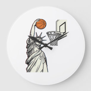 Liberty Basketball Dunk Vintage Gravur Design_1 Große Wanduhr