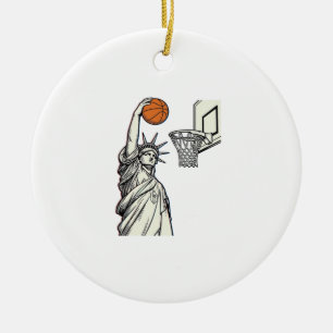 Liberty Basketball Dunk Vintage Gravur Design_1 Keramik Ornament