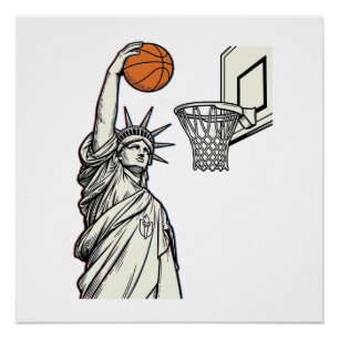 Liberty Basketball Dunk Vintage Gravur Design_1 Poster