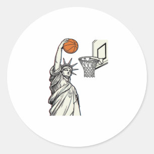 Liberty Basketball Dunk Vintage Gravur Design_1 Runder Aufkleber