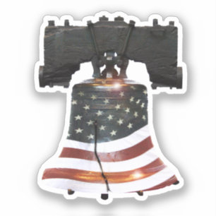 Liberty Bell mit amerikanischer Flagge Aufkleber