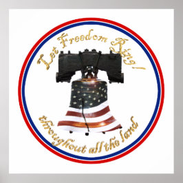 Liberty Bell mit amerikanischer Flagge - Freiheits Poster