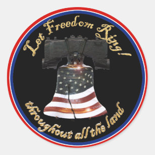 Liberty Bell mit amerikanischer Flagge - Freiheits Runder Aufkleber