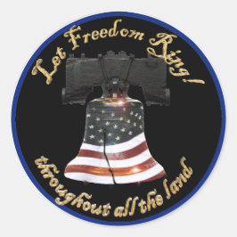 Liberty Bell mit amerikanischer Flagge - Freiheits Runder Aufkleber
