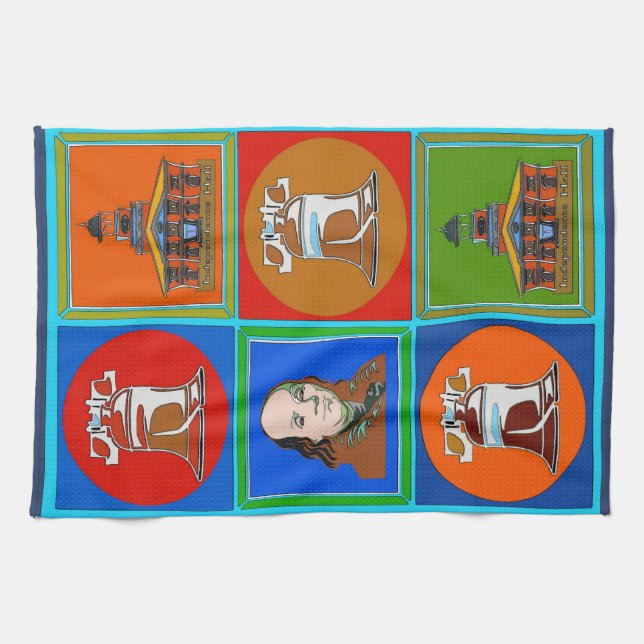 Liberty Bell und Franklin, Philadelphia Handtuch (Horizontal)