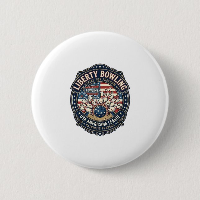 Liberty Bowling Patriotisch Patriotisches Bowling  Button (Vorderseite)